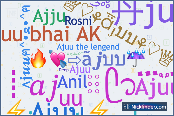 ♡. Nicknames for Ajuu: ༺丹juu༻, ×͜×ajuu×͜×, AJUU JOHAR
