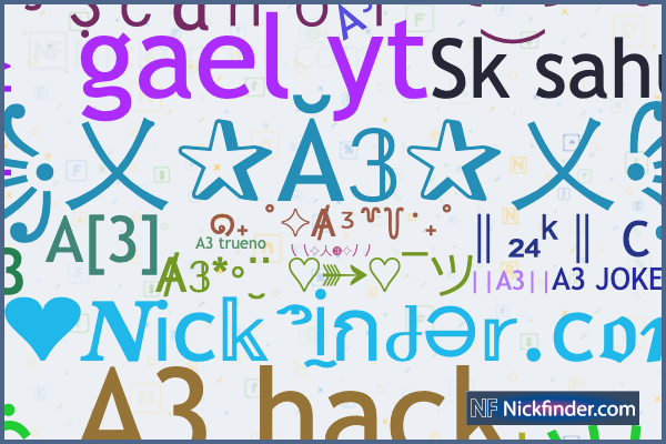 Nicknames for A3: ᴬ³Ｊａｙｅ╰‿╯, A³, A³R™•Novαl•, ᴬ³