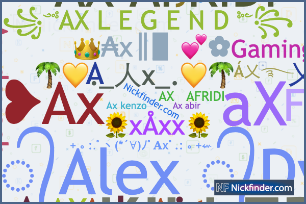 Nicknames for Ax: ᴬˣ✞, Á乂࿐, A | X, 𝙰𝚇 𝚁𝙾𝙷𝙸𝚃︵❸❶, ᴀx