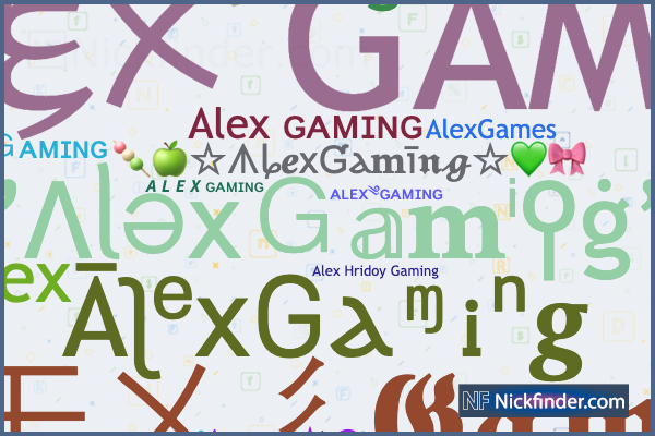 Surnoms et noms élégants pour AlexGaming - Nickfinder.com
