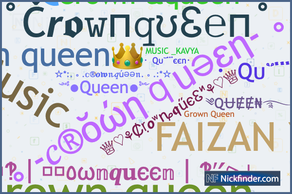 Nicknames for Myqueen: 🔐💖My qůëęñ💖🔐, ꧁༒♛myQueen ♛༒꧂,  ᴹʸQᥙᥱ֟፝ᥱnﮩ٨ـﮩﮩ٨ـ🌱, ｡☆👑Mʏ Qᴜᴇᴇɴ👑, 👑Mʏ Qᴜᴇᴇɴ❤️💍