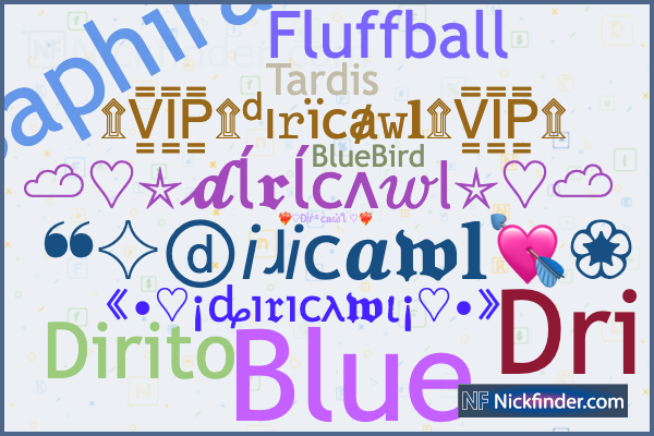 Nicknames and stylish names for Diricawl - Nickfinder.com