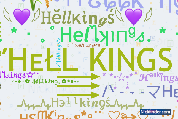 Nicknames for KING: ꧁☬⋆ТᎻᎬ༒ᏦᎥᏁᏳ⋆☬꧂, ꧁༒☬☠κɪɴɢ