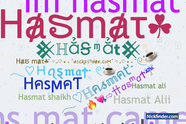 Nicknames for Hasmat: Hⱥຮmⱥτ☘, HคsϻคƬ, Hasmat raja, Hashmat