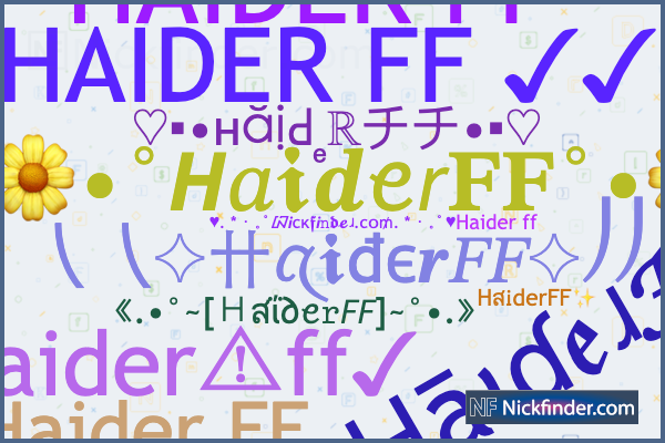 HaiderFF के लिए उपनाम: HสᎥderFF✨, HAIDER FF