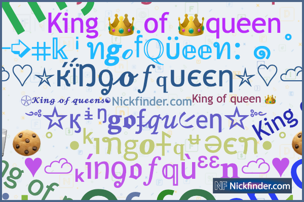 Nicknames for Myqueen: 🔐💖My qůëęñ💖🔐, ꧁༒♛myQueen ♛༒꧂,  ᴹʸQᥙᥱ֟፝ᥱnﮩ٨ـﮩﮩ٨ـ🌱, ｡☆👑Mʏ Qᴜᴇᴇɴ👑, 👑Mʏ Qᴜᴇᴇɴ❤️💍