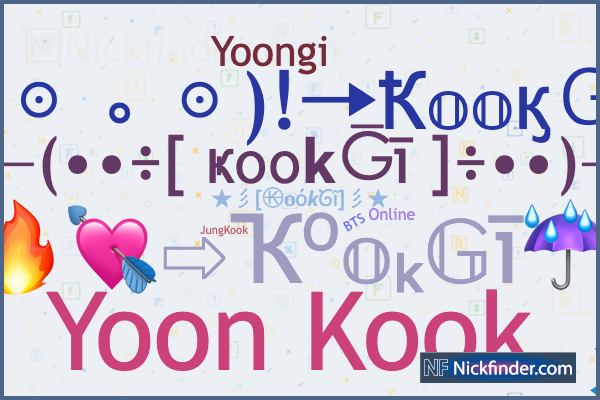 Nicknames and stylish names for KookGi - Nickfinder.com