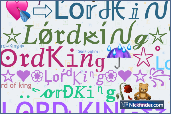 Nicknames and stylish names for LordKing - Nickfinder.com