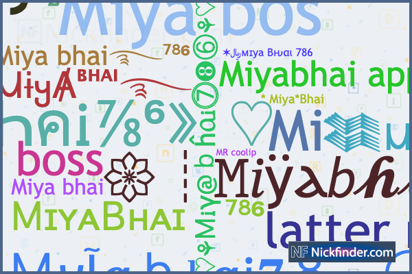 nickfinder nicknames miyabhai786