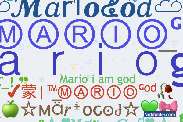 MarioGodのニックネームとスタイリッシュな名前 - Nickfinder.com