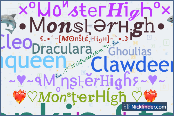monster high girl names