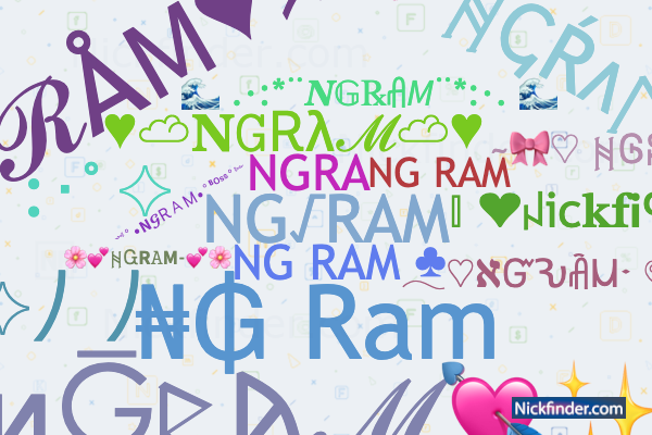 Nicknames for NGRAM: ₦₲ RAM ☃, NG√RAM, NG RAM모, ₦₲ Ram