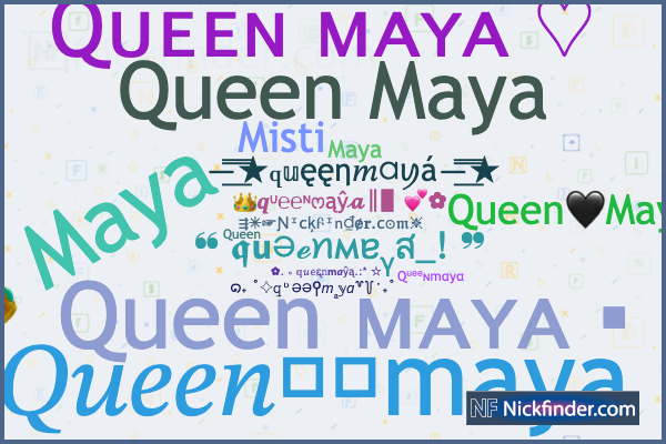 Nicknames for Myqueen: 🔐💖My qůëęñ💖🔐, ꧁༒♛myQueen ♛༒꧂,  ᴹʸQᥙᥱ֟፝ᥱnﮩ٨ـﮩﮩ٨ـ🌱, ｡☆👑Mʏ Qᴜᴇᴇɴ👑, 👑Mʏ Qᴜᴇᴇɴ❤️💍