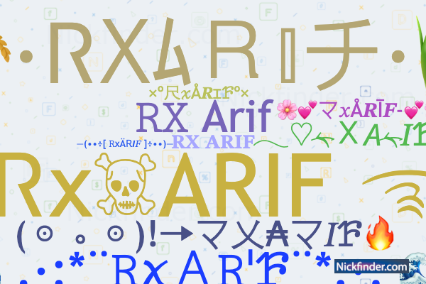 ♡ -真天地開闢集団-ジグザグ ♡ Nicknames for RXARIF: ♕♡⚘𝚁ᝣȺꭱ𝐈𝐅⚘♡♕, メ Ꮢx ARIF ࿐, 💛rx