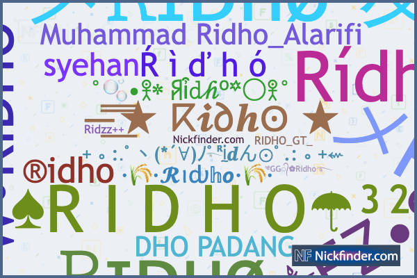 Surnoms et noms élégants pour Ridho - Nickfinder.com