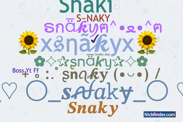 Nicknames and stylish names for Snaky - Nickfinder.com
