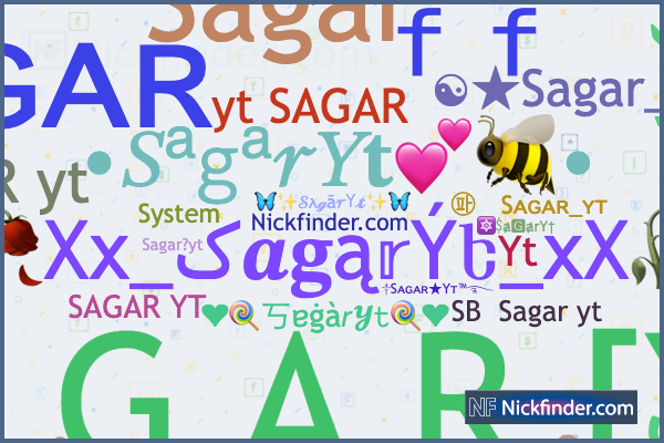 Никнеймы и стильные имена для SagarYt - Nickfinder.com