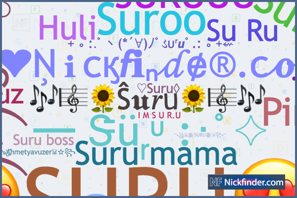 ♡ Nicknames for Suru: íɑʍ◤Ṩuʀ͢͢͢u, ꧁༺S͙U͙R͙U͙༻꧂, Suℝu, —͟͞͞