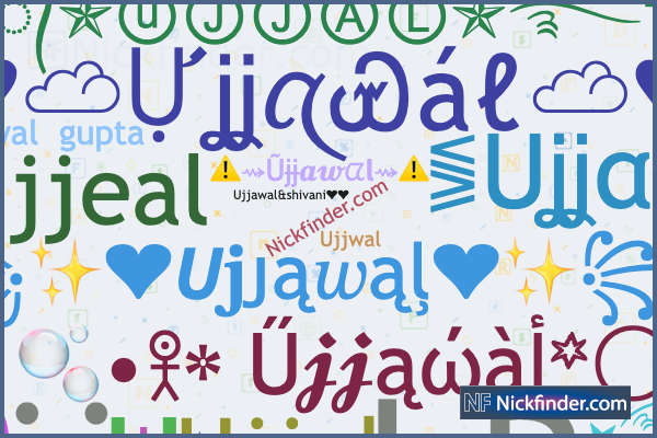 Nicknames for Ujjawal: ꧁𓊈𒆜Ujjawal𒆜𓊉꧂, ༄MR᭄