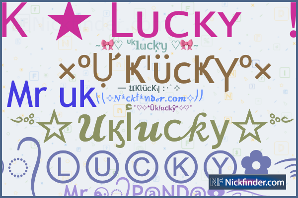 Nicknames for Legendlucky: ༺Leͥgeͣnͫd༻lucky, ⦇𝕃𝕖𝕘𝕖𝕟𝕕𝕝𝕦𝕔𝕜𝕪⦈,  Killer lucky, LegendⓁⓊⒸⓀⓎ✿࿐, (~Xxx~com~)