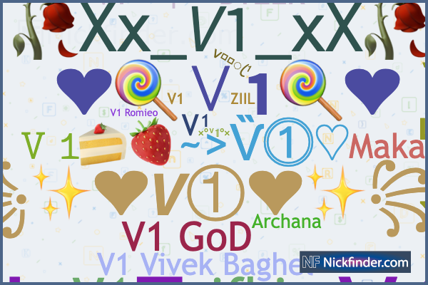 Nicknames for V1: 𝚅 𝟷, V 1 모, 🅥 모 1, V 1 모, V¹