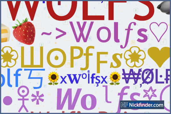 Nicknames for Wolfgod: ❌❌ᙡѺᒪℱ⌁ᴳᵒᵈ一德, 👑Wolf.God👑, ᙡѺᒪℱⒼⓄⒹ❚·══·❚, ᴡʜɪᴛᴇ  ꧁ᙡѺᒪℱ꧂god, ꧁ᙡѺᒪℱ꧂ᴳᵒᵈ一德