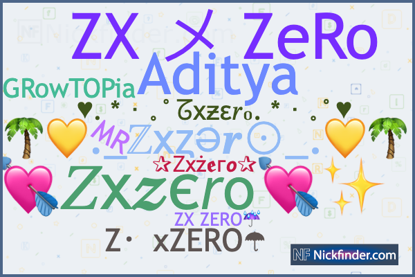 ♡ Zxzero के लिए उपनाम: Zx 乙ero, ⸙乙x ZERO, Zx zero