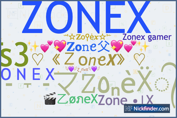Nicknames for ZoneX: ZONᎬX, ZONEX ¿?, Z O N Ꭼ X