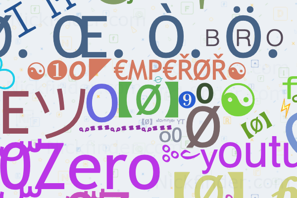 ⓡ Nicknames for 0: 【Ø】, O², ☯❶𝙊◤€ΜP€ŘØŘ☯, °○, ⁹⁹