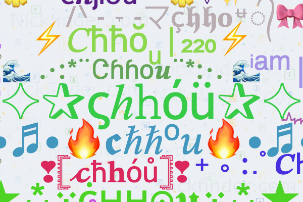 Nicknames and stylish names for Chhou - Nickfinder.com