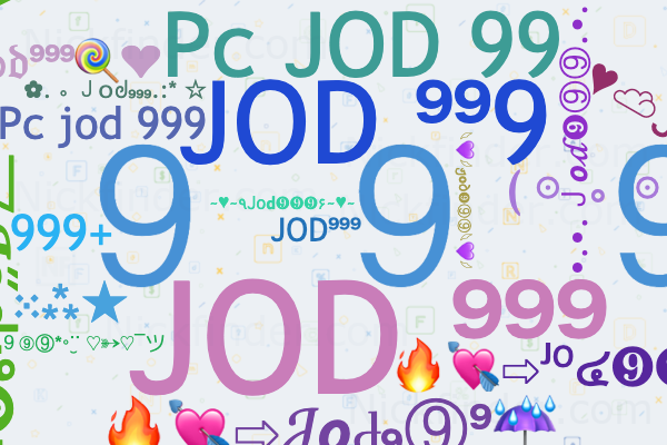 Nicknames for Jod999: Jod 9 9 9 ？ ？, JOD ⁹⁹⁹, 9x JOD