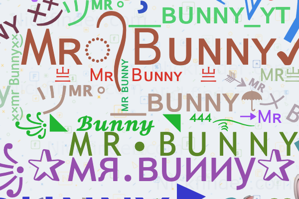 Nicknames for Bunny: ツᴹᴿ°__ʙᴜɴɴʏ☂, ༺⫸ℬᑌℕℕƳ⫷༻, 亗 B U N N Y 亗, ꧁༺☆BUNNY☆༺꧂,  BᴜɴɴʏㅤᏴʜᴀɪㅤYᴛ