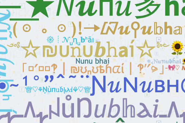 Nicknames for Nunubhai: No.1 nunu bhai, ×͜× NUNU BHAI, Ɲᴜ͢