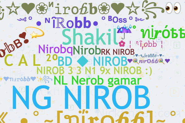 Nicknames for Nirobb: NIROB, N1 9x NIROB :), NI RO B, RK