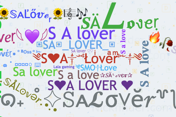 Nicknames for SLLover: S 💕L Lover, ꧁☯SL Lover☯꧂﻿, S💓L lover